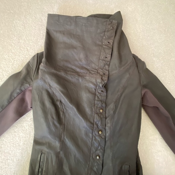 New Allsaints All Saints Kaito Brown Leather jacket XS UK6 US2 - Picture 4 of 15